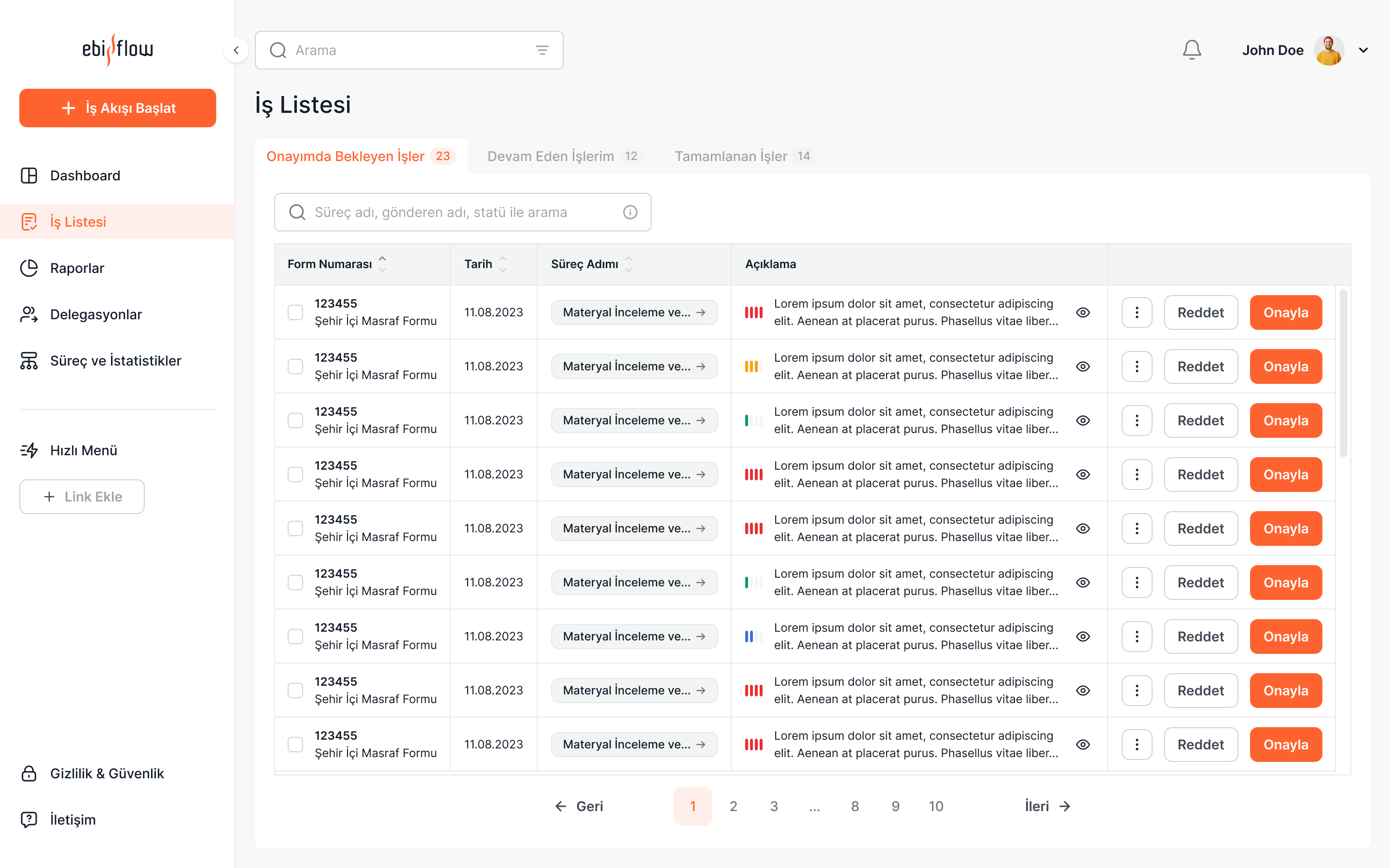 Ebiflow — İş akışı detayı