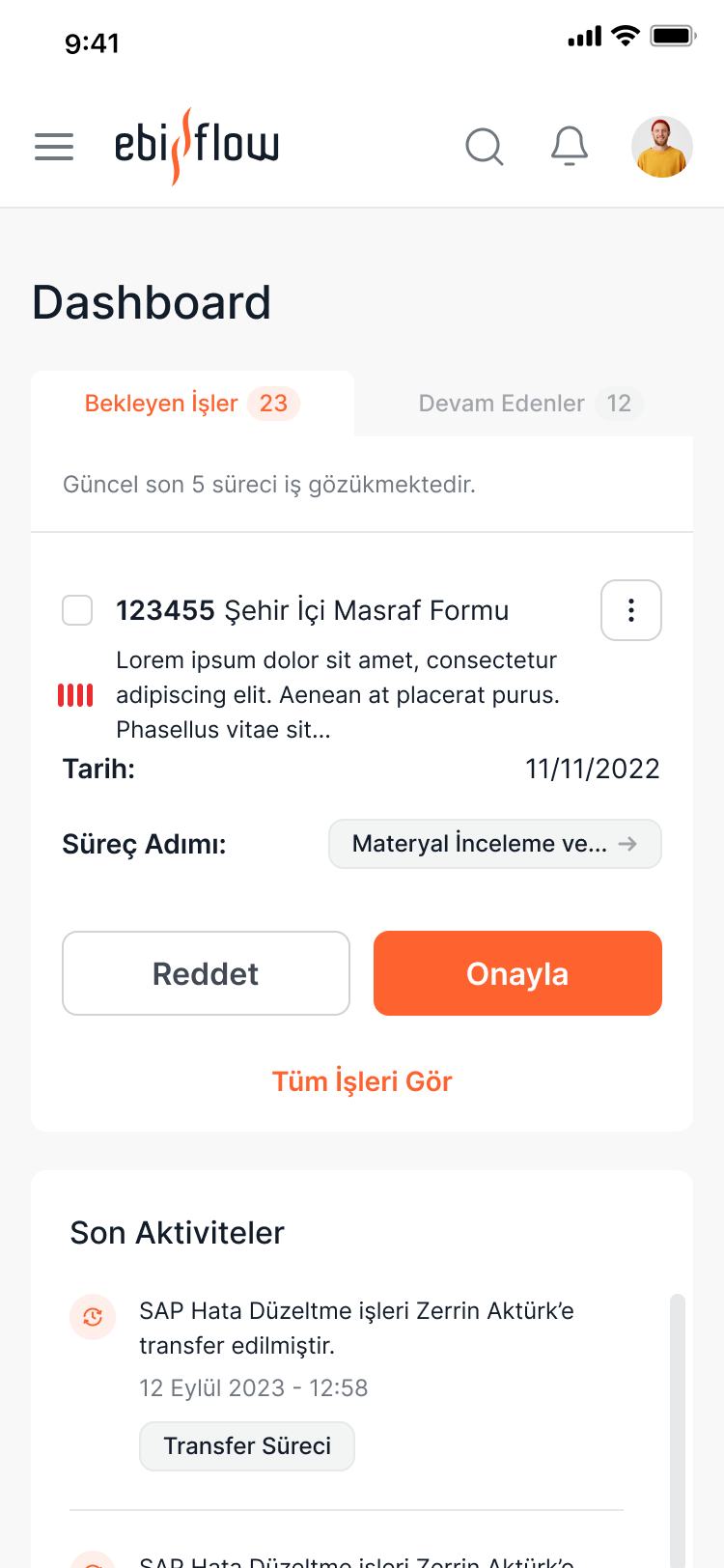 Ebiflow — Mobil iş listesi