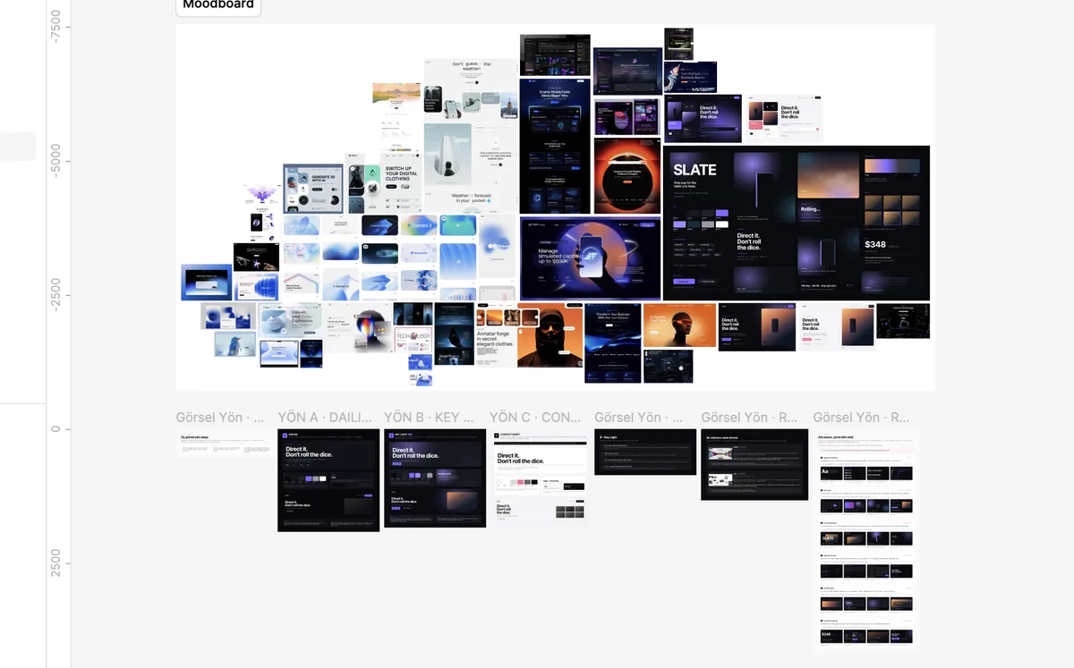 SLATE — moodboard and three visual direction candidates