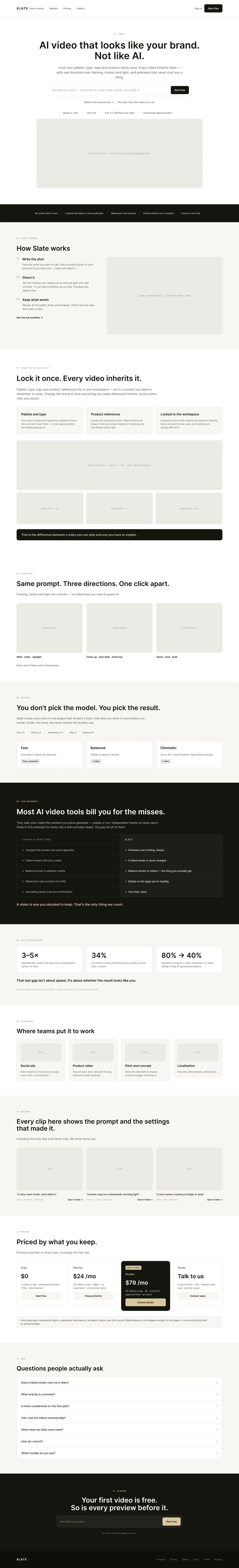 SLATE — landing wireframe
