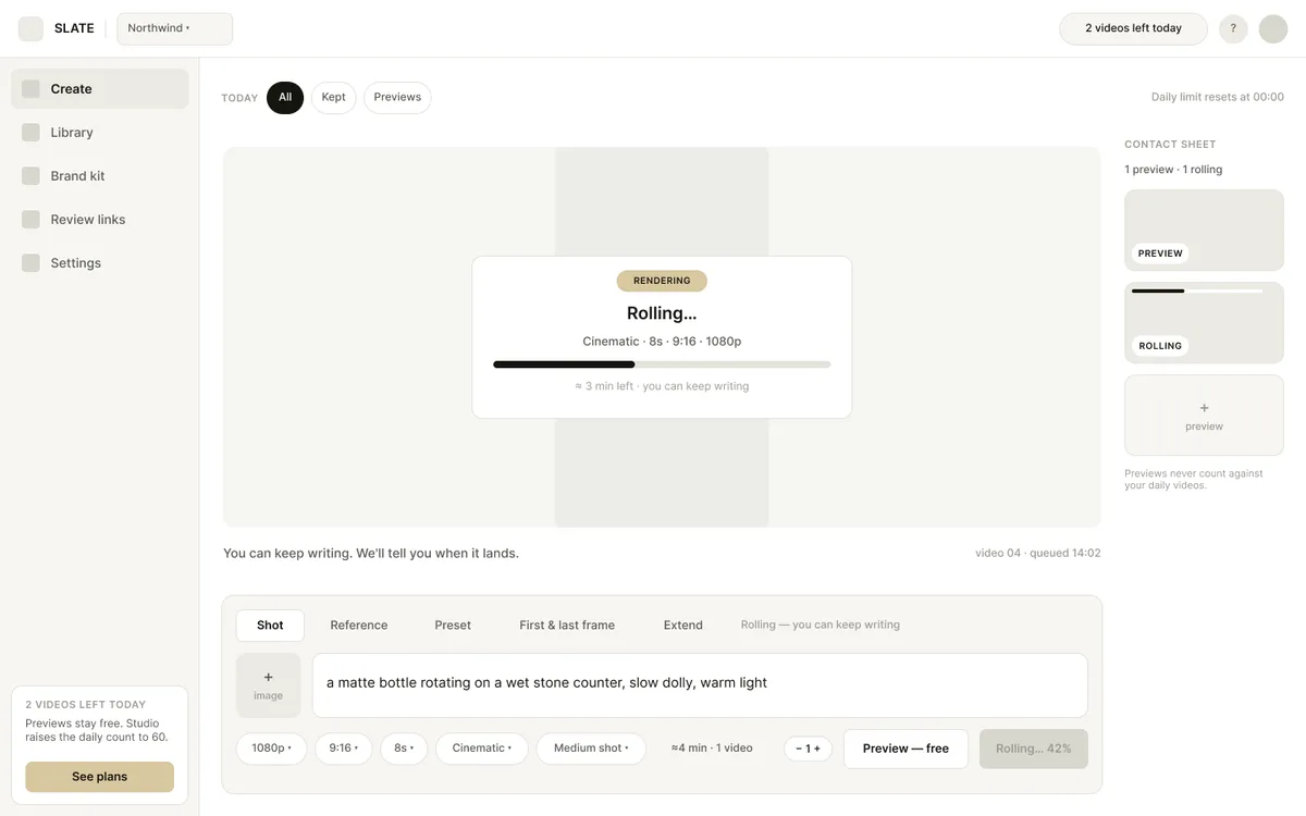 SLATE — Rolling… wireframe
