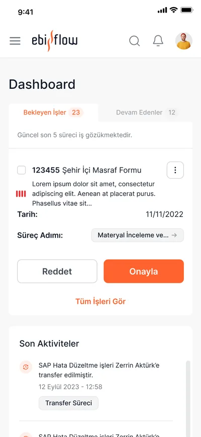 Ebiflow — Mobil iş listesi