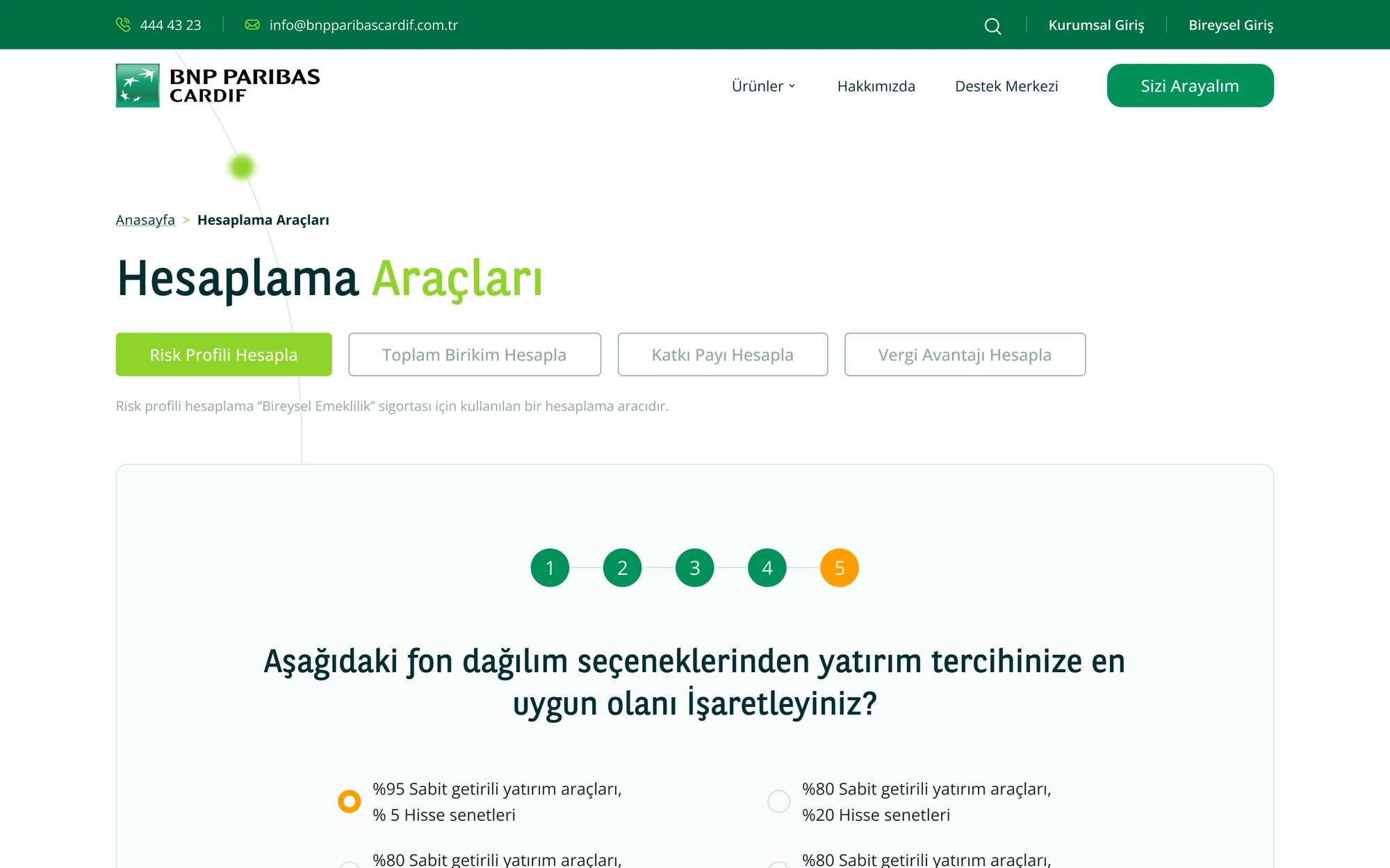 BNP Paribas Cardif — Hesaplama araçları