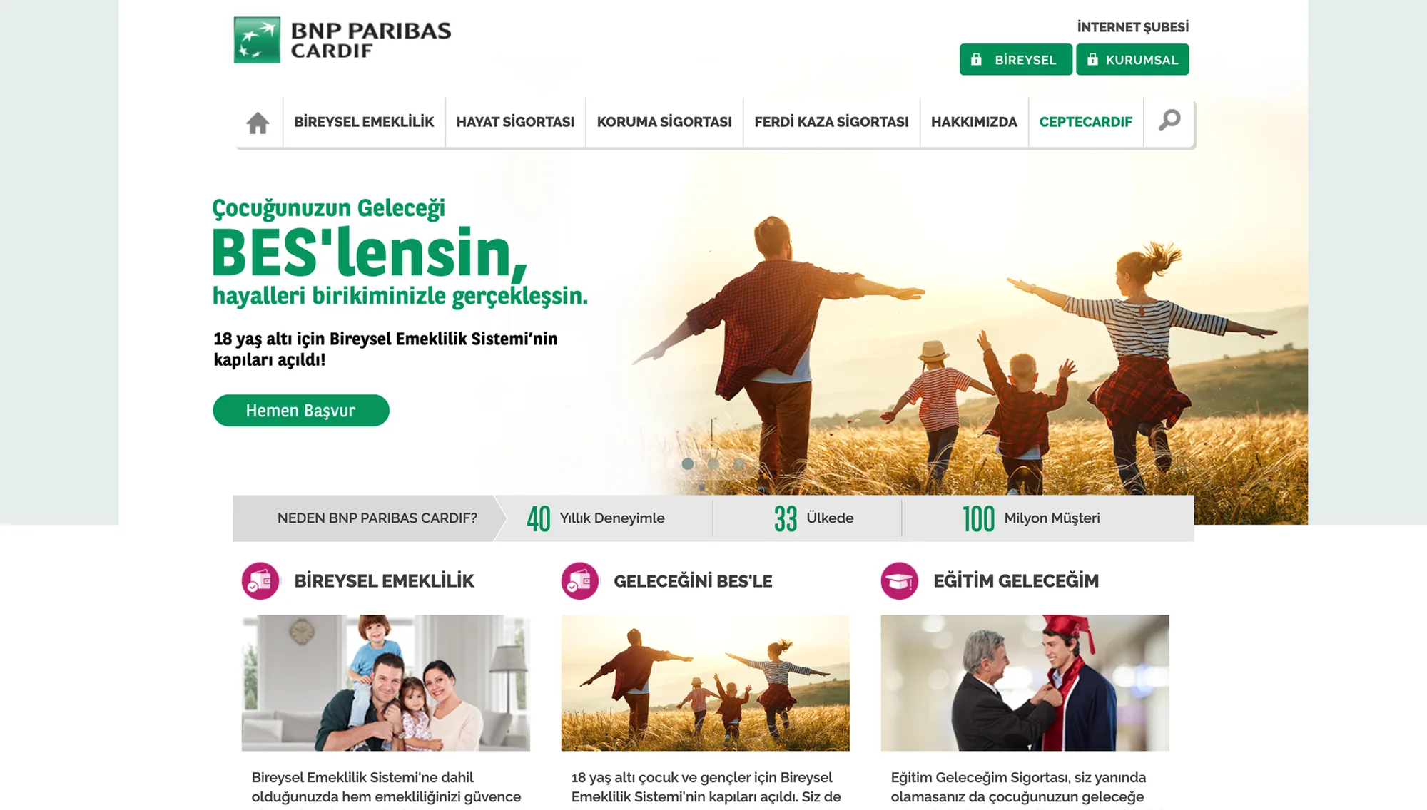 BNP Paribas Cardif — Önceki arayüz